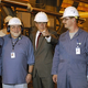 Bush meets with four non-presidents in a Camden, NJ packaging plant.